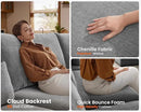 Oversized Modular Sofa, Extra Deep Cloud Chenille Sectional Couch with Ottoman Chaise, Fluffy Chenille 2 Seater Sofa Bed for Living Room, Villa (Loveseat Sofa, Chenille Grey) by CozyNest Decor
