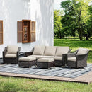 Joyside Wicker Patio Furniture Sets, 6 Pieces Upgraded Large Size Outdoor Furniture with Swivel Rocking Patio Chairs, Outdoor Ottoman, 3-Seat Sofa and Side Table, Thick Cushions, Wide Armrest by GreenHaven Gardens