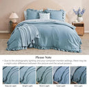 Full Comforter Set - 7 Pieces Ruffle Blue Bedding Sets, Shabby Chic Farmhouse Bed in a Bag Full with Ruffle Comforter, Floral Sheets, Pillowcases & Shams by CozyNest Decor