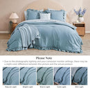 Queen Comforter Set - 7 Pieces Ruffle Blue Bedding Sets, Shabby Chic Farmhouse Bed in a Bag Queen with Ruffle Comforter, Floral Sheets, Pillowcases & Shams by CozyNest Decor