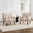 UIXE Floral Accent Chair, Modern Upholstered Armchair in Fabric for Living Room, Comfy Club Arm Chairs Single Sofa Button Tufted Bedroom Reading Seat - Pattern Floral, Set of 2 by CozyNest Decor