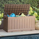 JUMMICO 83 Gallon Outdoor Deck Box Large Resin Storage Box for Patio Furniture Cushions and Garden Tools (Khaki) by CozyNest Decor