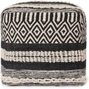 REDEARTH · Tufted Pouf Ottoman with Filler Textured Storage Cube Bean Bag Pouffe Footrest for Living Room, Bedroom, Nursery, Kidsroom; 100% Cotton (17.5"X17.5"X17.5", Char Delineate Black) by CozyNest Decor