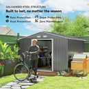 Outsunny 11' x 9' Outdoor Storage Shed, Garden Tool Metal Shed with Foundation Kit, Double Lockable Door, Air Vents and Sloping Roof, for Backyard, Patio, Lawn, Gray by GreenHaven Gardens