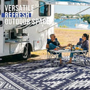 OLANLY Outdoor Rug Waterproof 9x12 ft, Reversible Outdoor Plastic Straw Rug, Boho Patio Rug, Indoor Outdoor Carpet, RV Mat Outside for Patio, Camp, Picnic, Balcony, Deck, Backyard, Navy & White by GreenHaven Gardens