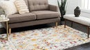 Unique Loom Rosso Collection Vintage, Geometric, Bohemian, Traditional, Distressed, Southwestern Area Rug, 5' 0" x 8' 0", Multi/Ivory by CozyNest Decor