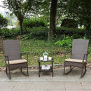 Outdoor Rocking Chair 3 Pieces High-Backed Rocking Chair Outdoor Patio Rocking Chairs Outdoor Table, Khaki by GreenHaven Gardens