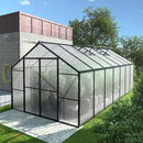 8x14 FT Green House for Outdoor, Polycarbonate Aluminum Walk-in Greenhouse Kit with Lockable Door and Adjustable Roof Vents, Backyard Garden in Winter, Gray by GreenHaven Gardens
