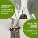 2 Pack Fruit Tree Netting Bags with Zipper and Drawstring, Ultra Fine Mesh Garden Netting Plant Cover, Bird Netting for Blueberry Bushes, Fruit Vegetable Trees, Flowers (White, 10 x 10 ft) by GreenHaven Gardens