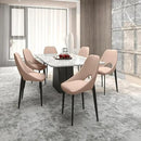 LeisureMod Amalfi Upholstered Fabric Dining Chair – Modern Side Chair with Iron Legs, Mid-Century Accent Chair for Dining Room or Kitchen by CozyNest Decor