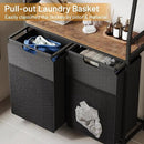 Lulive Double Laundry Hamper with Shelf, Laundry Basket with 3 Tier Storage Shelves & 4 Removable Hooks, Tall Laundry Sorter Clothes Hamper with Pull-Out Bags for Bathroom, Laundry Room by CozyNest Decor