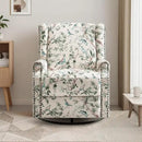 UIXE Swivel Rocker Manual Recliner Chair, Wingback Swivel Glider Fabric Nursery Reclining Sofa Chair, High Back Upholstered Arm Chair for Living Room Bedroom - Bird Pattern by CozyNest Decor