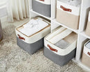 DECOMOMO Storage Baskets for Shelves - Fabric Closet Organizers and Storage Bins, Perfect Baskets for Organizing Closet Toys Nursery (Slate Grey and White, XL - 3 Pack) by CozyNest Decor
