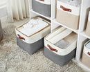 DECOMOMO Storage Bins Fabric Storage Baskets for Shelves, Linen Closet Organization Toys Nursery (Slate Grey and White, Large - 3 Pack) by CozyNest Decor