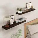 Axeman Floating Shelves for Wall - 32''W x 8'' D Rustic Solid Elm Wood Shelves for Storage, Wall Mounted Display Shelving with Invisible Heavy-Duty Metal Bracket (Walnut, 2PCs) by CozyNest Decor