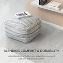 Anji Mountain 22"x22"x16" Handmade & Handcrafted Ottoman Pouf Comfortable Pouf Ottoman Foot Rest & Home Décor Accent for Living Room, Bedroom, Nursery, Kids Room, Patio by CozyNest Decor