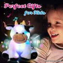 Cuteoy Glowing LED Cow Light-up Nightlight Toys Musical Plush Stuffed Animal Soft Singing Lullabies Birthday Christmas Plushies Gifts for Kids Boys Girls,10" by TinyTreasures Baby Boutique