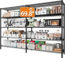 REIBII 1600LBS Storage Shelves Metal Shelving 5 Tier Wire Shelving Unit, 69.8" W Pantry Shelves Kitchen Shelves Adjustable Wire Shelf for Garage Storage Shelves, 69.8" Wx15.8 Dx72.4 H, Black by CozyNest Decor