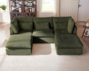 Oversized Modular Sofa, Extra Deep Cloud Corduroy Sectional Couch with Ottoman Chaise, Fluffy Corduroy 5 Seater Sofa Bed for Living Room, Villa (U Shape 5 Seater, Corduroy Green) by CozyNest Decor