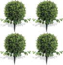 28" Artificial Boxwood Ball Bush, UV Resistant Topiary Tree Faux Boxwood Ball Shaped Porch Bushes with Ground Spike Artificial Bushes for Outdoors Front Door Decor Home Garden by GreenHaven Gardens