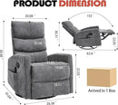 Manual Swivel Rocker Recliner Chair for Adults, Overstuffed Reclining Glider Chair for Nursing with Vibration Massage & Heat, Living Room Rocking Recliner 3-Stage backrest, Chenille Fabric Dark Gray by CozyNest Decor