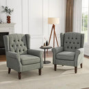 UIXE High Back Accent Chairs Set of 2, Upholstered Armchair in Fabric, Retro Wingback Arm Chair for Living Room, Comfy Single Sofa Bedroom Reading Seat with Solid Wood Legs - Dark Gray by CozyNest Decor