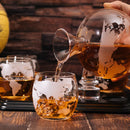 Etched World Map Globe Whiskey Decanter Set 750ML With 4 10OZ Map Glasses 13 H X 13 L By The Wine Sa by The Wine Savant