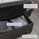 BELLEZE Storage Faux Leather Ottoman, 47 Inch Bench Bedroom Bench with Safety Close Hinge, Extra Long Ottoman with Storage for Living Room, Entryway, Hallway, Foot Rest, Support 300lbs - Rustic Gray by CozyNest Decor