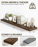 Marsmiles 55" Floating Shelves for Wall, Wooden Shelves with Invisible Brackets Set of 2, Rustic Farmhouse Wall Mounted Shelf for Kitchen Bathroom Living Room Study, Walnut by CozyNest Decor
