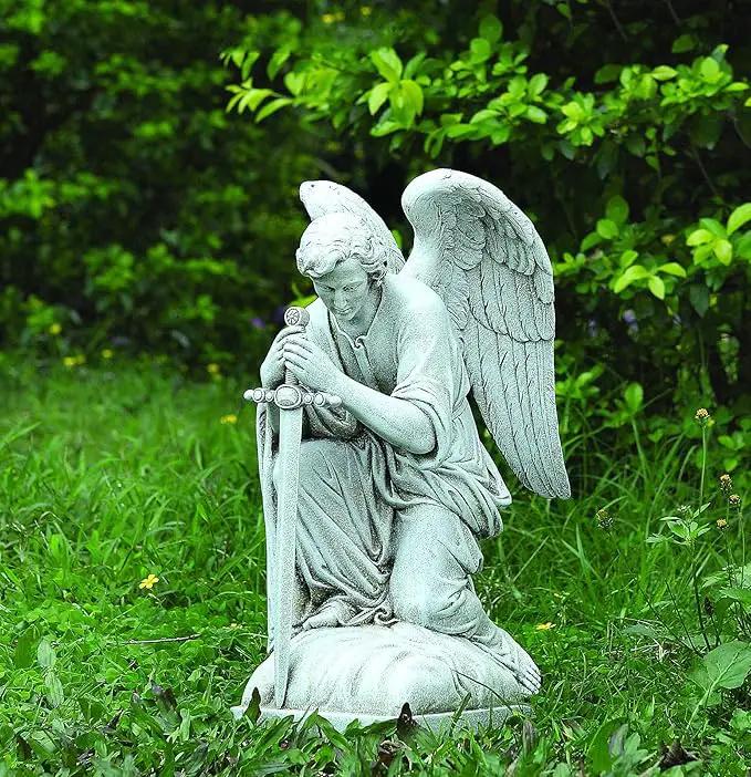 Joseph's Studio by Roman Inc., Kneeling Male Angel, Garden Collection, Religious Statue, Memorial, Angel, Patron Saint, Garden Décor (13x6x8), photo 2 of 3