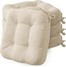 Codi Dining Chair Cushions 4 Pack, Thick Chairs Pads for Indoor Kitchen Room - Washable, Non-Slip Seat Cushion with Ties, 16.5"x16.5"x 3.5", Set of 4, Beige by CozyNest Decor
