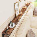 SUPERJARE 78.7 Inch Console Table with Outlet, Sofa Table with Charging Station, Narrow Hallway Entryway Table, Behind Couch Table, for Living Room, Rustic Brown by CozyNest Decor