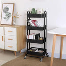 4-Tier Metal Mesh Utility Rolling Cart Storage Organizer Shelf Rack with Lockable Wheels for Living Room Kitchen Office, Black by CozyNest Decor