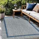 Bordered Outdoor Rug 6x9 Washable Outside Carpet for Indoor Patio Porch Waterproof Easy Cleaning Non Shedding Area Rugs Silver Gray - Blue 6 x 9 by CozyNest Decor