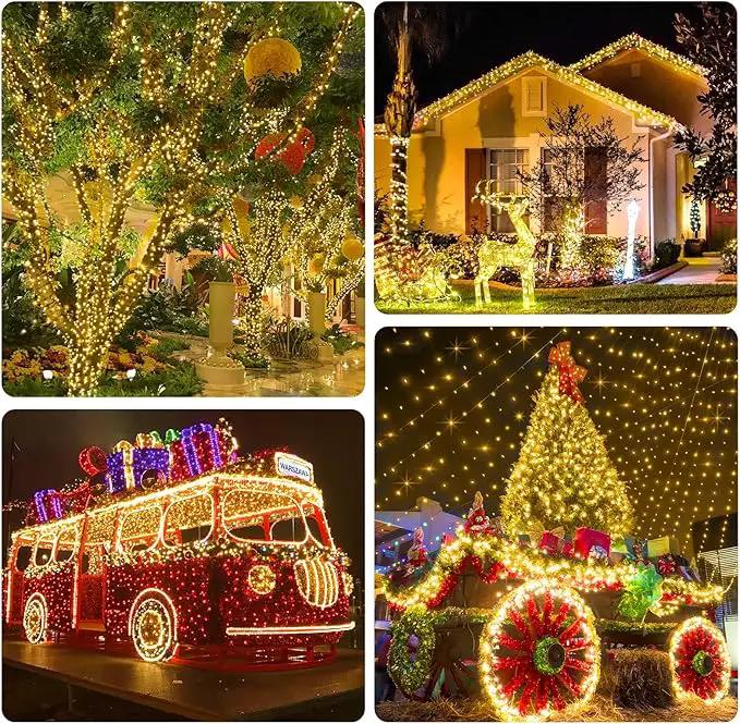 KNONEW 403FT 1000 LED Christmas Lights Outdoor String Lights 8 Modes & Timer Fairy Light Plug in Waterproof LED String Lights for Xmas Yard Tree Wedding Party Holiday Decorations (Warm White), photo 7 of 9