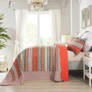 NEWLAKE Cotton Bedspread Quilt Sets - Reversible Patchwork Coverlet Set, Red Striped Jacquard Pattern, California King Size by CozyNest Decor