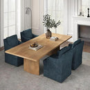 VKNOW Upholstered Dining Chairs Set of 4, Modern Kitchen Chairs Dinner Chairs with 4 Casters, Linen Armchair for Bedroom Reading Room Living Room, Navy by CozyNest Decor