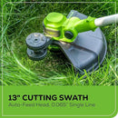 Greenworks 40V Cordless 2-in-1 Trimmer Edger (Gen 2) - 13" Lawn Weed Wacker for Fence & Sidewalk , Lightweight Gas Trimmer Alternative with Auto Feed Spool , 2.0Ah Battery & Charger (40-Min Runtime) by GreenHaven Gardens
