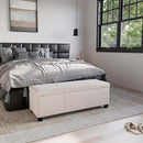 BELLEZE 47 Inch Storage Ottoman, Linen Storage Bench for Bedroom, Living Room, Entryway, Hallway, Foot Rest, Support 300lbs - Beige by CozyNest Decor