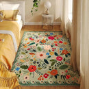 Bedroom Rug 3x5 Rug Washable Area Rug Non Slip Low Pile Boho Floral Small Carpet for Bedroom, Bedside, Kitchen, Entryway, Kids Room, Office, College Dorm Essentials for Girls(Green) by CozyNest Decor
