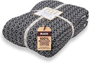 Gold Case Throw Blanket for Bed – 100% Recycled Turkish Cotton Bed Blanket – Decorative Throw Cotton Blankets for Living Room & Bedroom – Woven Twin Blankets - 71x90 - Black by CozyNest Decor