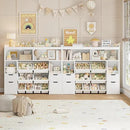 HORSTORS 55" W Toy Storage Organizer with Drawers, Large Kids Toy Storage Box with Removable Bins, Tall Kids Bookshelf and Bookcase for Boys and Girls, Modern Toy Chest for Playroom, Classroom, White by CozyNest Decor