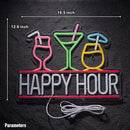 Happy Hour Neon Sign for Wall Decor Beer Bar Signs, USB Powered Dimmable LED Art Lights for Bar Pub Man Cave Party Club by CozyNest Decor