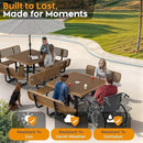 Metal Picnic Tables for Outdoors with Umbrella Hole - Coated Steel Heavy Duty Commercial Grade Table with Adjustable Seats (Brown, 46 in, Square with Back, Expanded Steel) by GreenHaven Gardens
