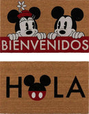 Gertmenian Disney Mickey Mouse Doormat Rug Retro Front Door Coir Mat Welcome Home Indoor Outdoor Entryway Carpet, 2-Pack 20x34, Minnie Bienvenidos/Hola by CozyNest Decor