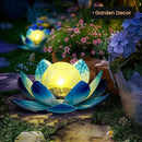 GIGALUMI Solar Light Outdoor Garden Decor, Lotus Flower Light Crackle Globe Glass Lantern Outdoor Table Decor Waterproof for Patio, Lawn, Pathway, Pool, Pond, Christmas Gift (Blue Petal) by GreenHaven Gardens