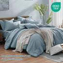 Monbix Queen Comforter Set - 7 Pieces Dusty Blue Cationic Dyeing Bed in a Bag Queen Bedding Sets with Sheets, Pillowcases & Shams, Reversible Bedding Comforters by CozyNest Decor