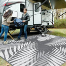 GENIMO Outdoor Rug 10' x 10' Waterproof for Patios Clearance, Reversible Outdoor Plastic Straw Camping Rug Carpet, Large Area Rugs Mats for RV, Camper, Deck, Balcony, Porch, Beach, Picnic, Grey&White by CozyNest Decor
