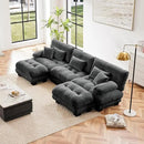 U Shaped Couch Sectional Couch, 3-Seater Cloud Couch Sectional Oversized Couch, Sofa Bed Couch with Round Bolster Armrests 5 Pillows, Modular Couch Home Sofa Living Room Couch(Gray) by CozyNest Decor
