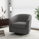 Swivel Barrel Accent Chair, Modern Round Linen Arm Chair for Living Room, Bedroom, Comfy Club Reading Chairs for Adults（Linen Fabric, Grey, Set of 4 by CozyNest Decor